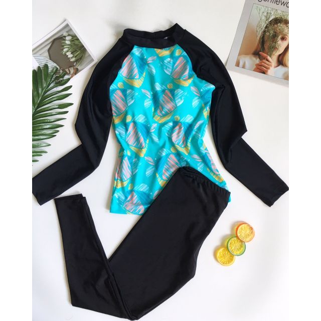 Đồ bơi tay dài quần dài xanh ngọc