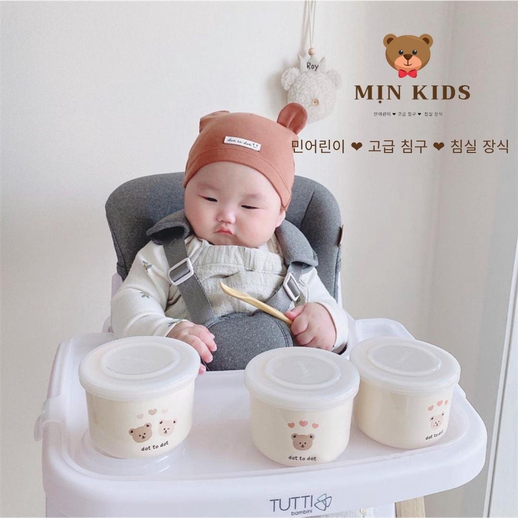 Bát ăn dặm cho bé, bát sứ ăn dặm MỊN KIDS, bát có nắp đậy giữ nhiệt tiện lợi giữ nóng đồ ăn lâu