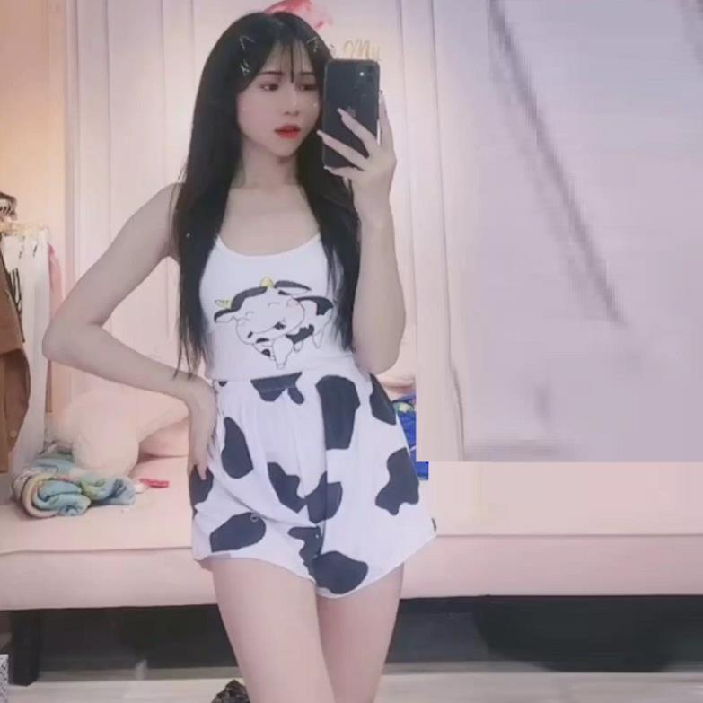 Set HOT Quần Thun + Áo Thun Hai Dây Bò Sữa - BT FASHION