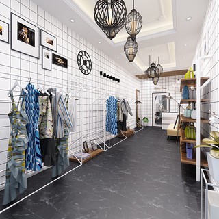 Cuộn 1M PVC giấy dán tường (có sẵn keo dán) - vuông trắng bự kẻ đen KT188