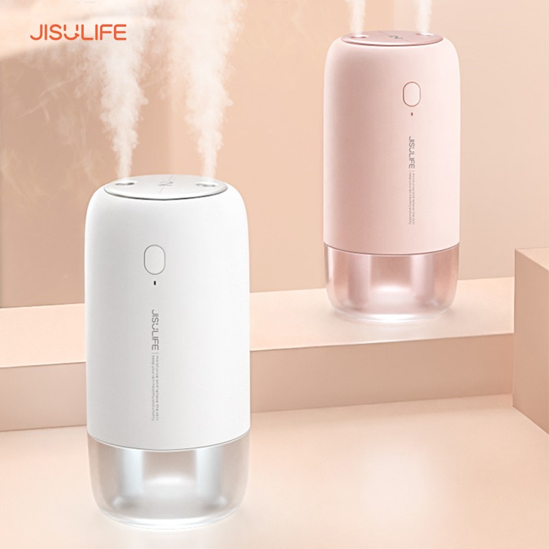 Máy phun sương Jisulife JB08, Tạo ẩm không khí và giữ ẩm da 500ml, Hai chế độ phun đơn và kép hoạt động tối đa 10h