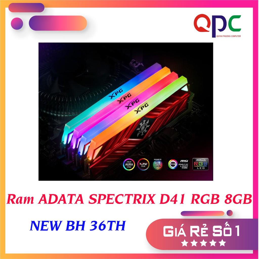 Ram ADATA SPECTRIX D41 RGB 8GB (1x8GB) DDR4 3000Mhz (Đỏ hoặc Xám)