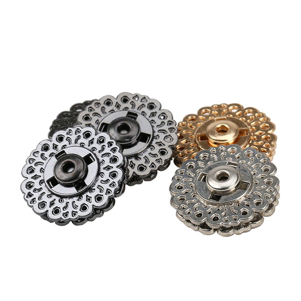 Set 5 nút khóa tròn ẩn màu nối bằng kim loại hình hoa nhiều màu trang trí áo len nylon/áo sweater/áo gió DIY HARRIETT