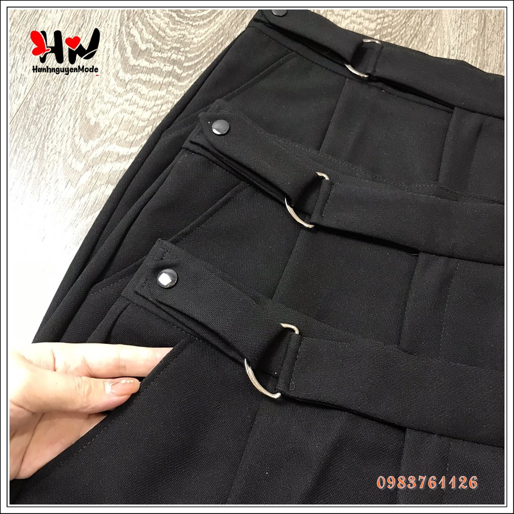 Quần baggy nữ khuyên chữ D cao cấp, quần vải nữ công sở chất Vitex dày dặn, form dáng chuẩn | BigBuy360 - bigbuy360.vn