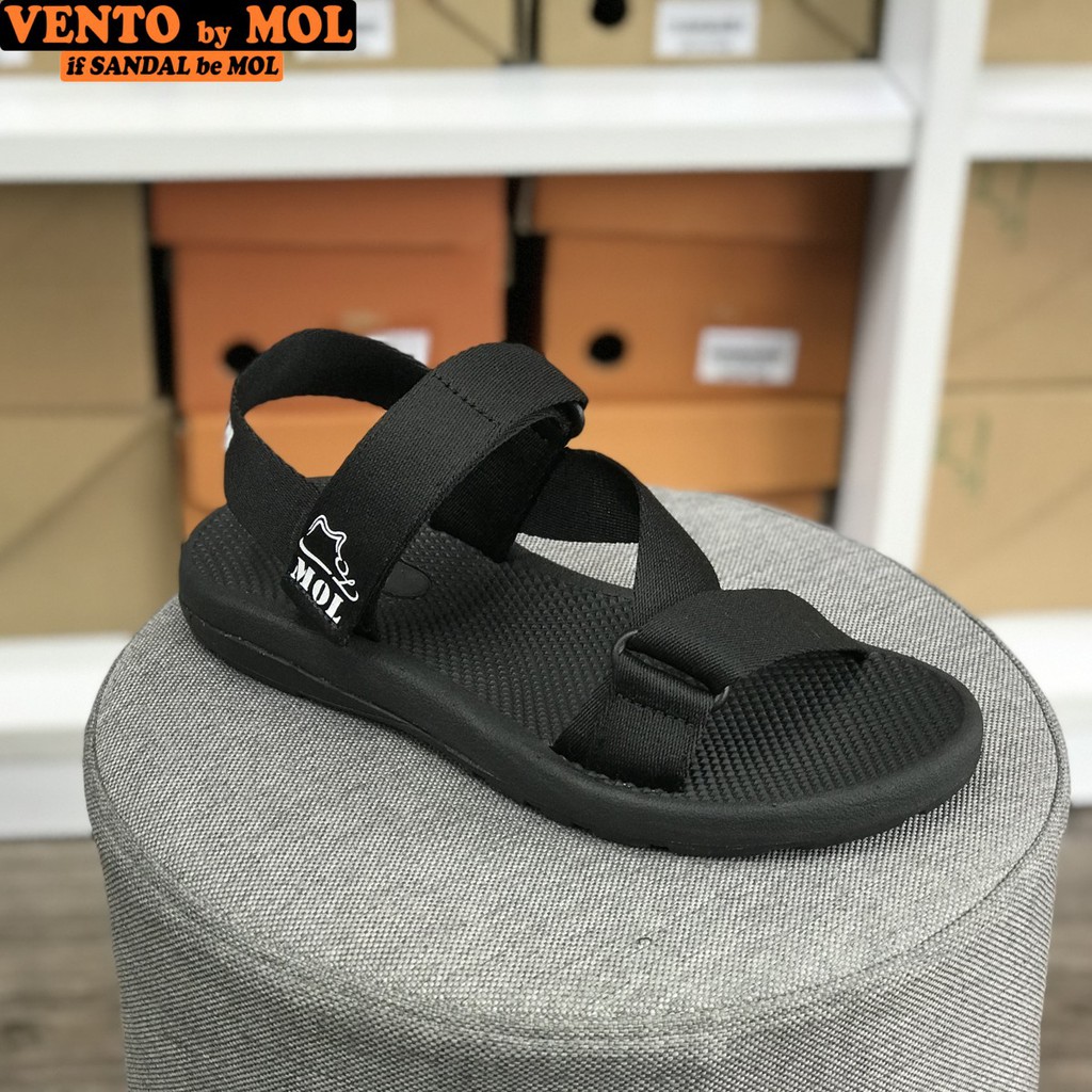 Sandal unisex nam nữ quai chéo vải dù đế mõng Slim có quai hậu cố định hiệu MOL mang đi học du lịch MS1166B