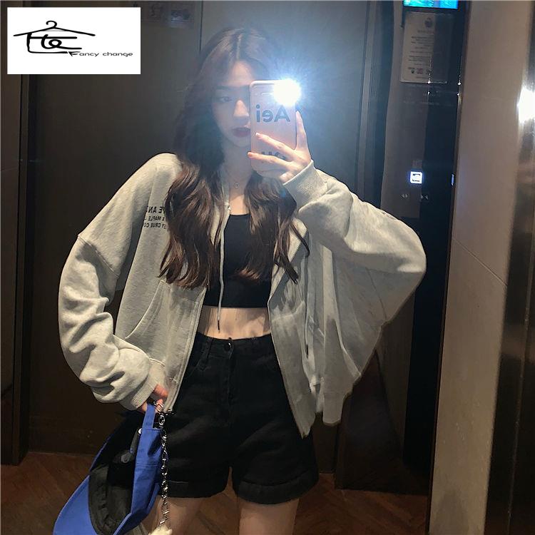 Bán Chạy ~ Áo Khoác Cardigan Có Mũ Trùm Dáng Rộng Thoải Mái Dễ Phối Đồ Phong Cách Hàn Quốc