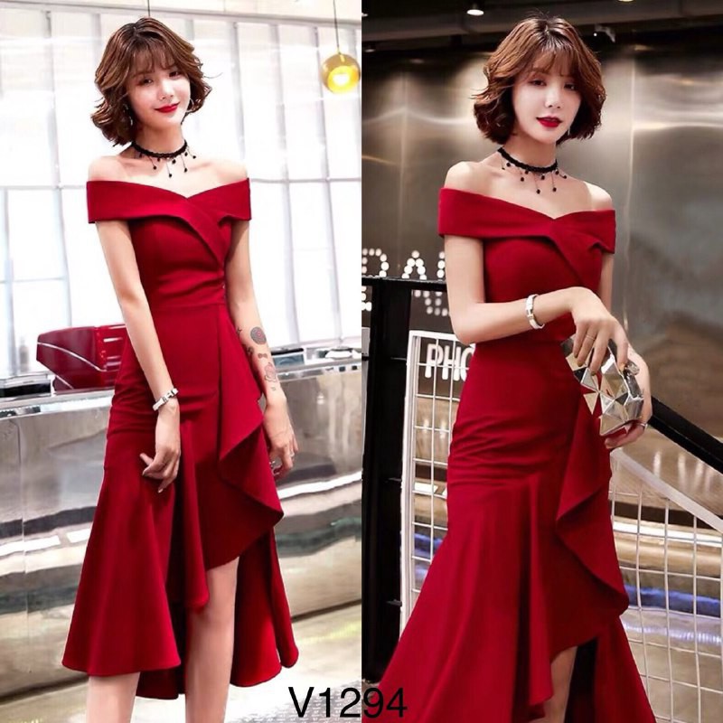 [ xả kho ] MiD Đầm đỏ umi Nhật xẻ quyến rũ V1294 Mie Design kèm ảnh thật