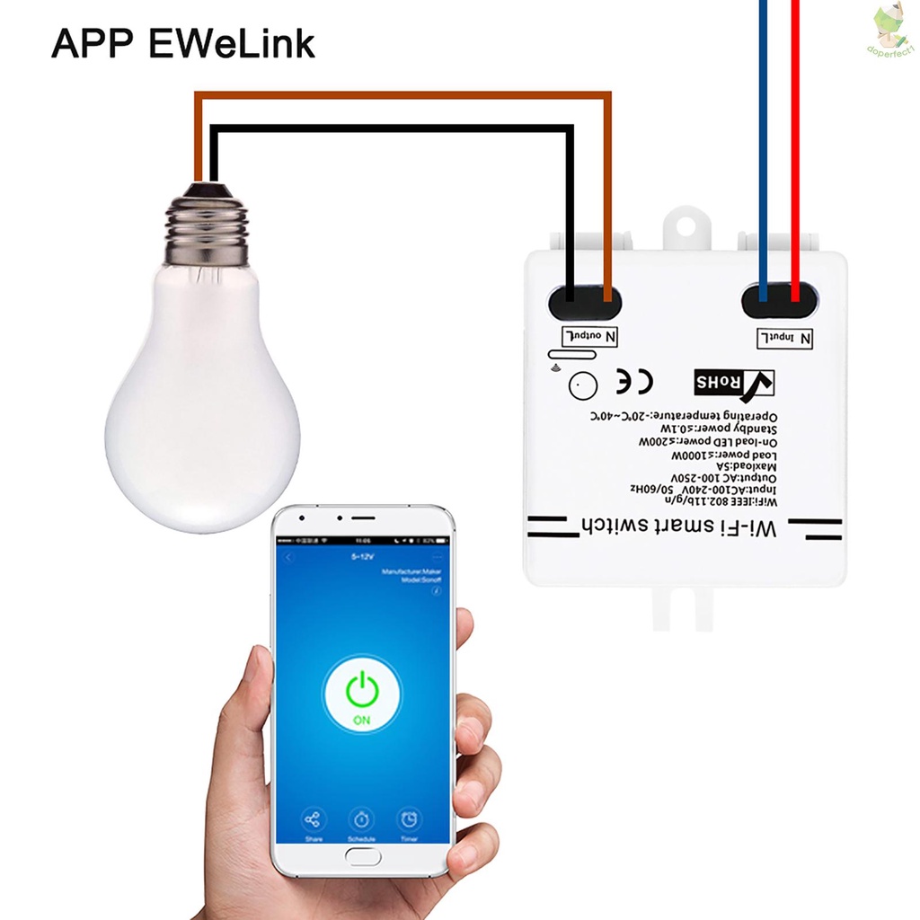 eWeLink WI-FI Smart Switch 5A/1000W Wireless Switch with Timing Function Remote Controller for Android/IOS APP Control Compatible with Alexa for Google Home Smart Home Automation Module