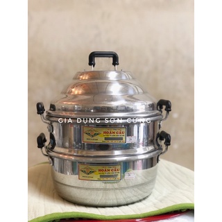 Nồi hấp bánh bao nhôm Hoàn Cầu size 24,26,28,30cm xửng hấp s