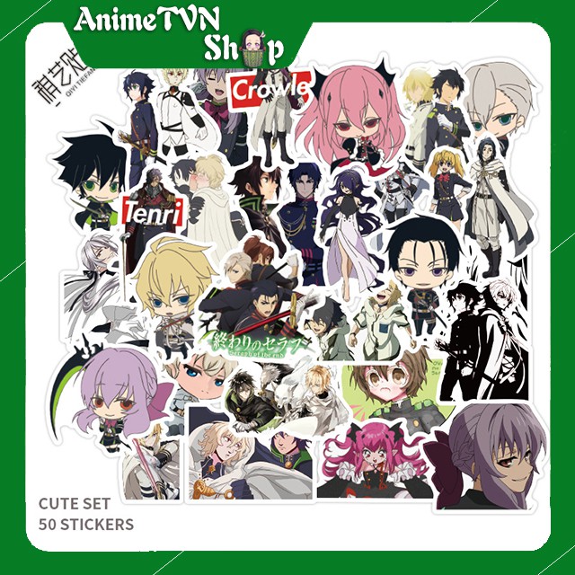 Miếng dán Sticker Anime Manga Owari no Seraph trọn bộ 50 hình - In rõ ràng sắc nét khó tróc