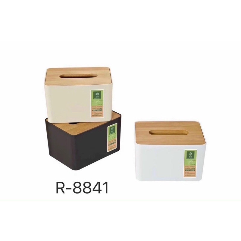 Hộp đựng giấy ăn mặt gỗ tre 8841