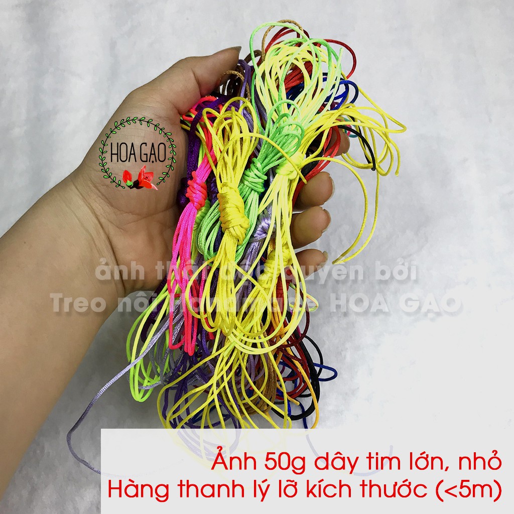 Dây tim đan vòng tay THANH LÝ 50g HOA GẠO GTNT dây lớn, nhỏ nhiều màu treo nôi, trang trí nhà cửa