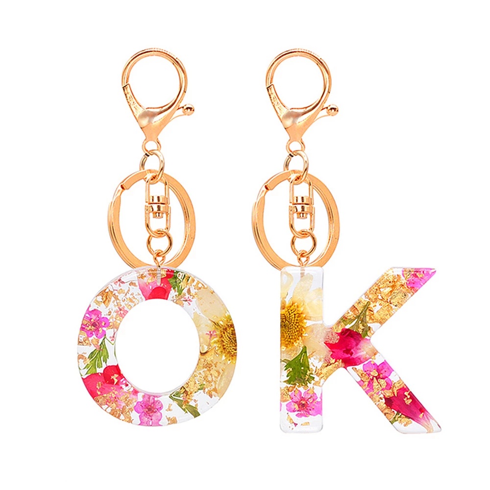 Móc Khóa Resin Dập Nổi Họa Tiết Hoa Cúc Khô Thời Trang