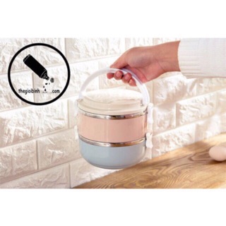 Cặp lồng giữ nhiệt 2 tầng lõi inox - cặp lồng lúa mạch