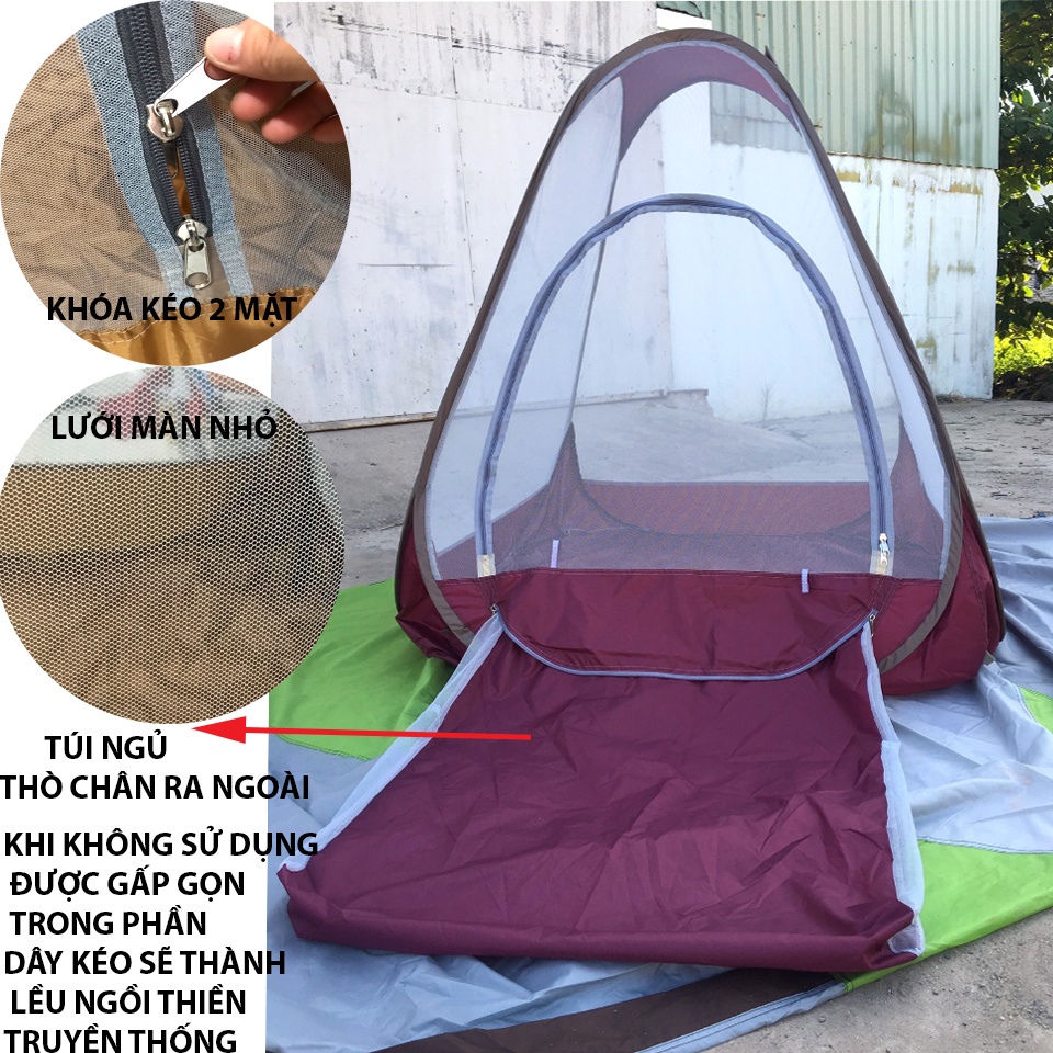 Mùng/lều thiền tự bung cao cấp kèm túi ngủ
