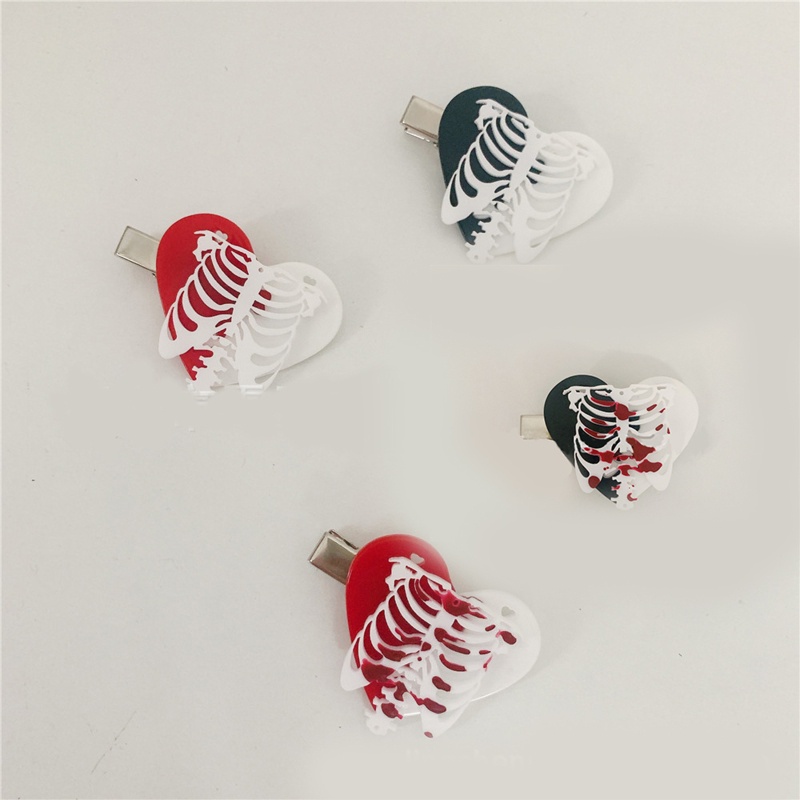 Kẹp Tóc Kim Loại Hình Trái Tim Bằng Acrylic Phong Cách Gothic