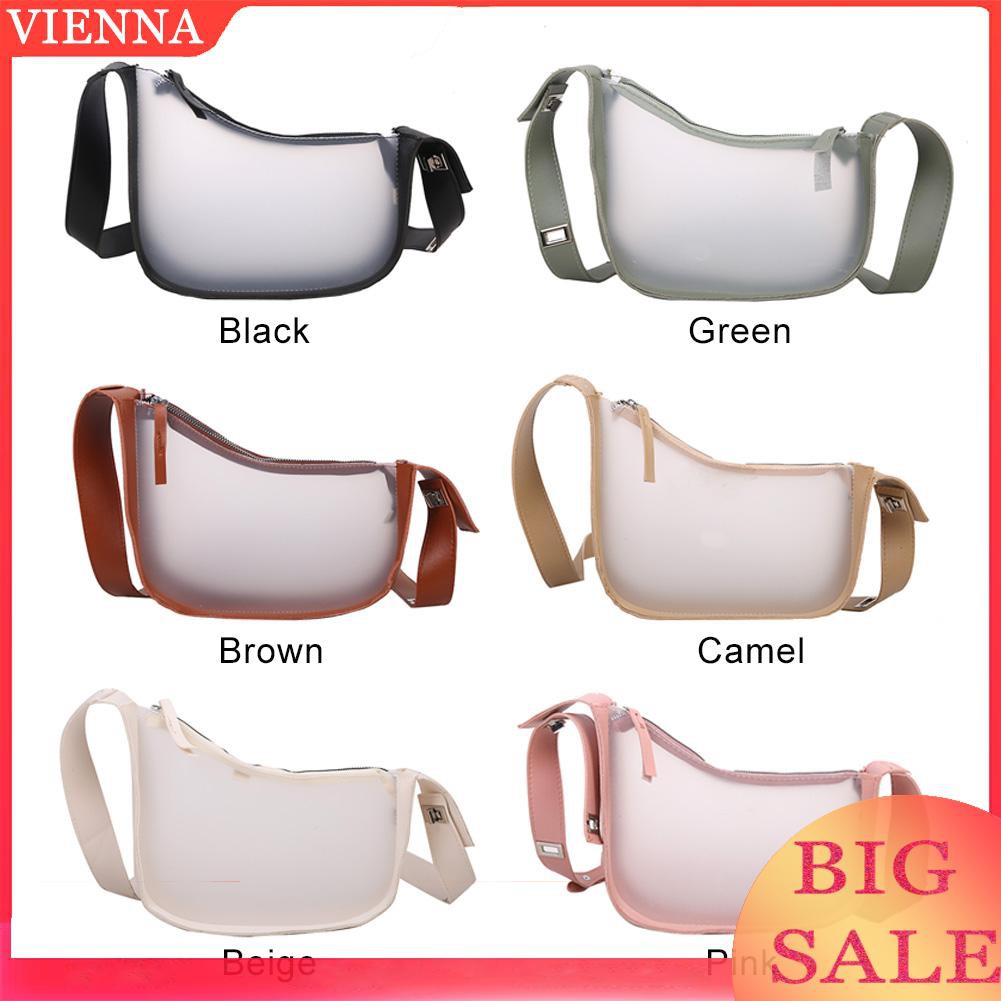 Women Transparent PU Leather Patchwork Messenger Bag Retro Small Handbags