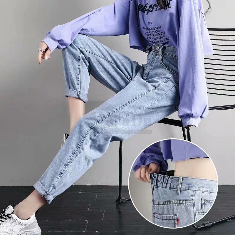 Daduhey Quần jeans nữ lưng cao phong cách Hàn Quốc cá tính sành điệu
