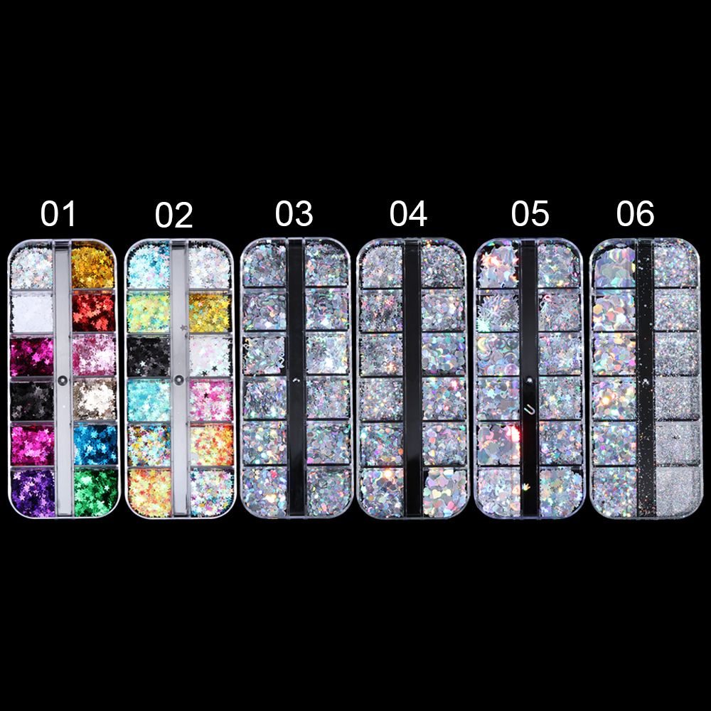 [Hàng mới về] Kim tuyến trang trí móng tay nghệ thuật họa tiết ngôi sao/mặt trăng 3D lấp lánh