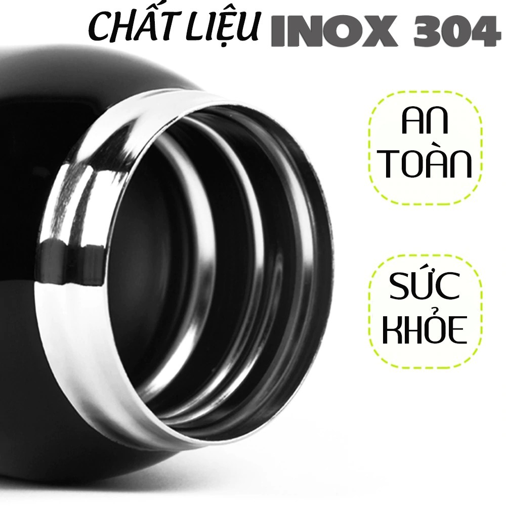 Bình Nước Xe Đạp Thể Thao, Bình Giữ Nhiệt Inox304 Tập Gym Chạy Bộ An Toàn Sức Khỏe 500ml