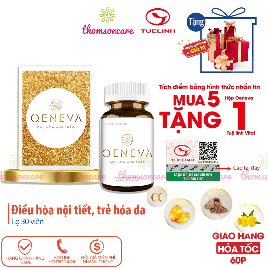 Oeneva - Tinh dầu hoa anh thảo của dược Tuệ Linh - giúp đẹp da, ngăn ngừa lão hóa - Khuyến mãi mua 5 tặng 1