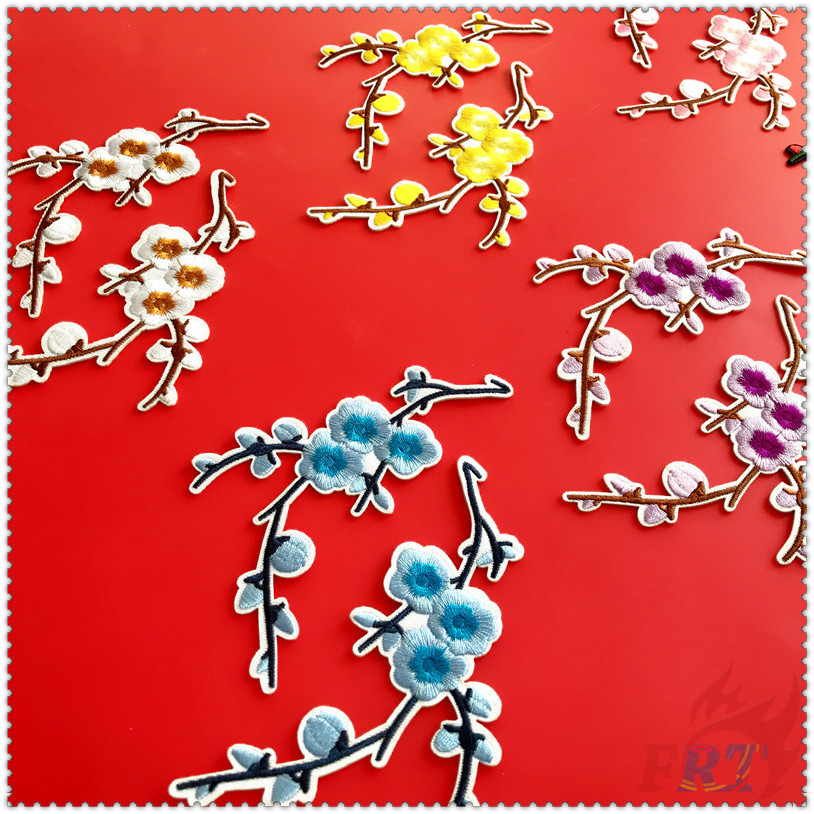 ✿ Sticker Ủi Thêu Hình Hoa Mận 6 Màu ✿ 1 Miếng Dán Ủi Quần Áo Hình Trái Tim