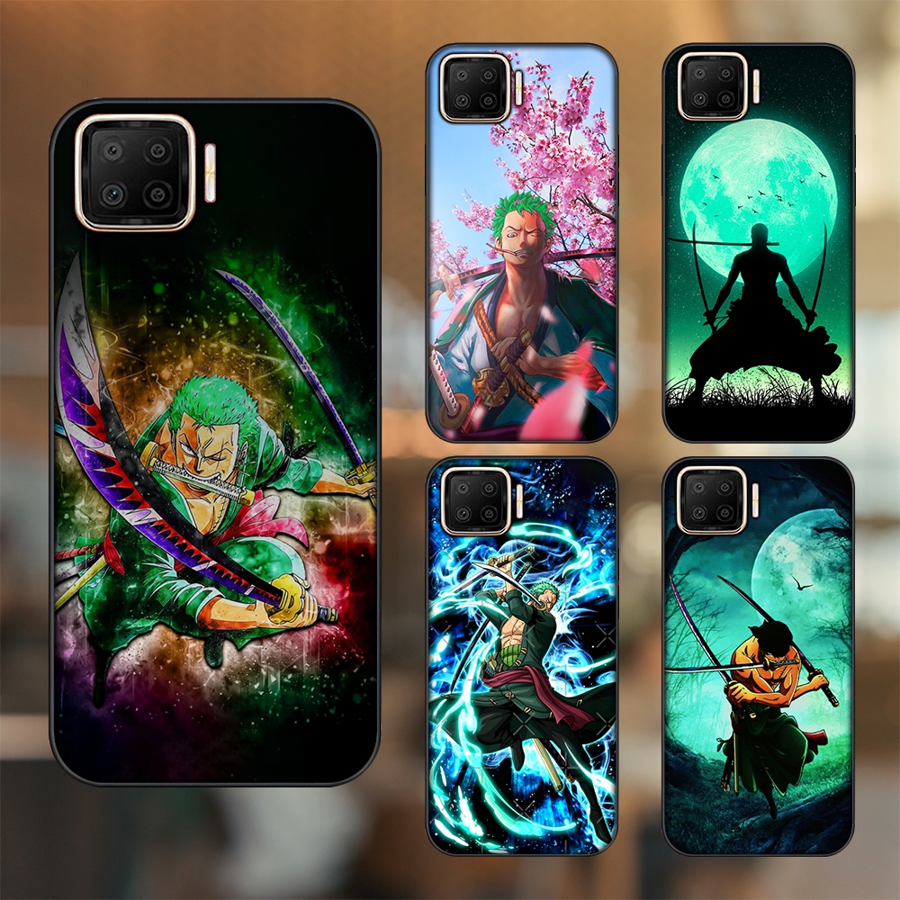Ốp lưng Oppo A73, A93 4G viền đen in hình Zoro One Piece