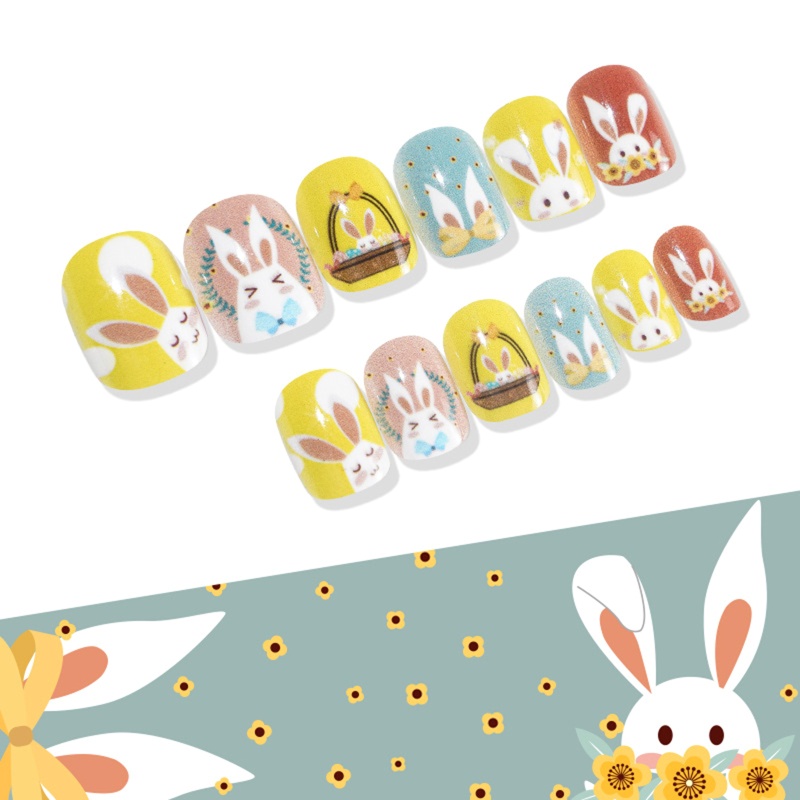 Miếng Dán Trang Trí Móng Tay Hình Thỏ Phục Sinh Dễ Thương