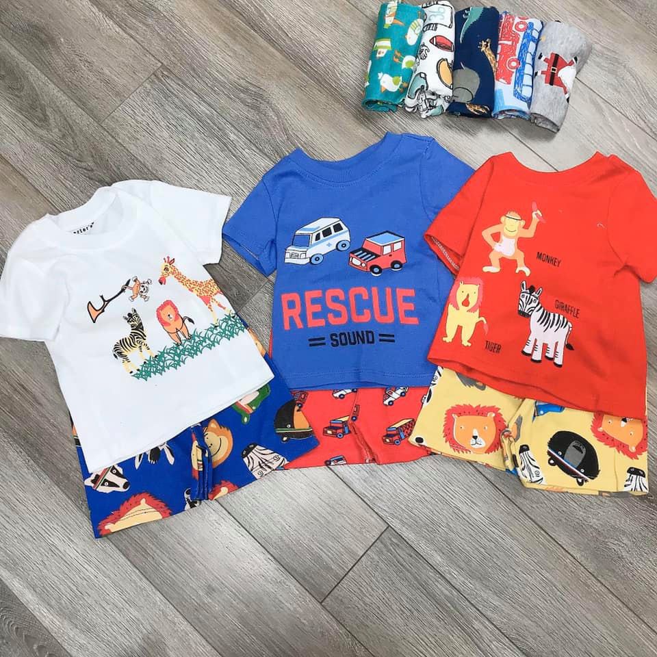 Bộ quần áo cộc Carter's xuất dư bé trai 1-7 tuổi (8-18kg)