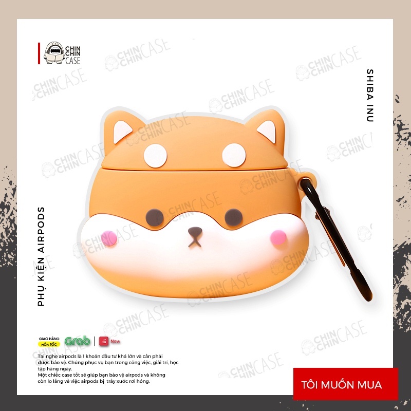 Case Vỏ Bao Airpods Đựng Tai Nghe Airpod 2 Pro Chó Shiba Inu Siêu Dễ Thương - Chin Chin Shop