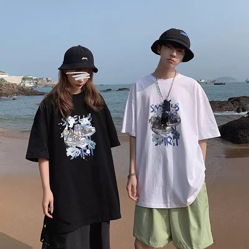 Áo thun Unisex nam nữ chất liệu Cotton oversize form rộng mặc thoải mái in hình đôi giày cực chất