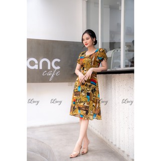 Đầm nữ dáng xoè voan hoạ tiết Váy Lucy Raisin 5801