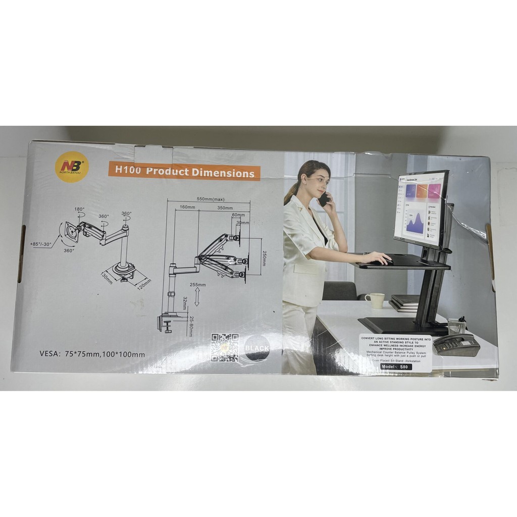 Giá Treo Màn Hình NB H100 22 - 35 Inch - Tay Treo Màn Hình Máy Tính Gắn Bàn Xoay 360 Độ | BigBuy360 - bigbuy360.vn