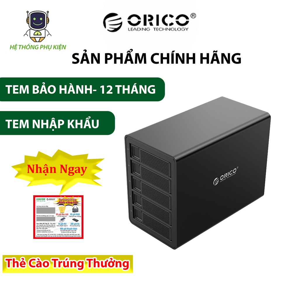 Hộp Ổ Cứng 3.5" 5 Khe Cắm SATA 3 USB 3.0 Type B ORICO 3559U3 Hàng Chính Hãng