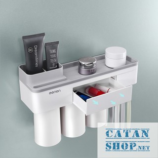 Giá Treo bàn chải dán tường phòng tắm sang trọng, kệ treo bàn chải và ly súc miệng nam châm GD148