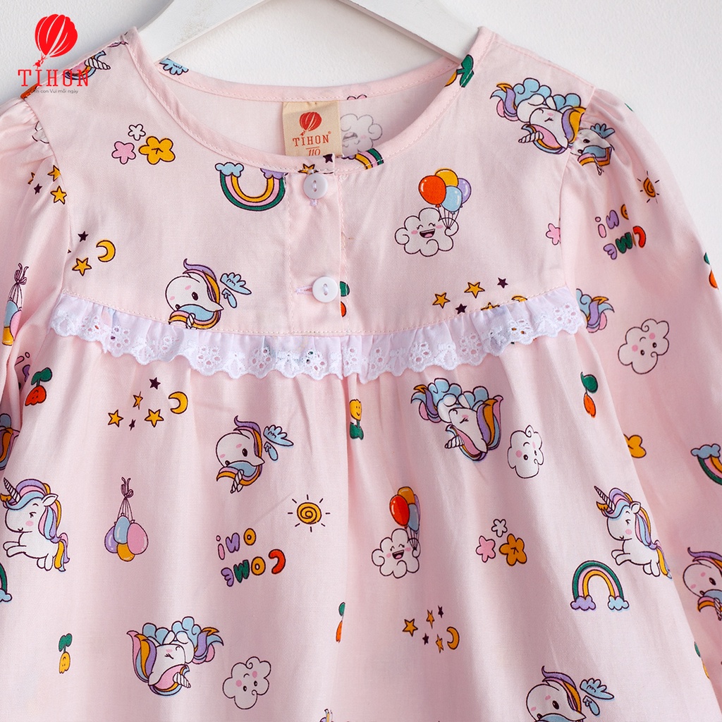 Bộ pijama bé gái TIHON chất liệu thô nhập khẩu cao cấp SET0750270