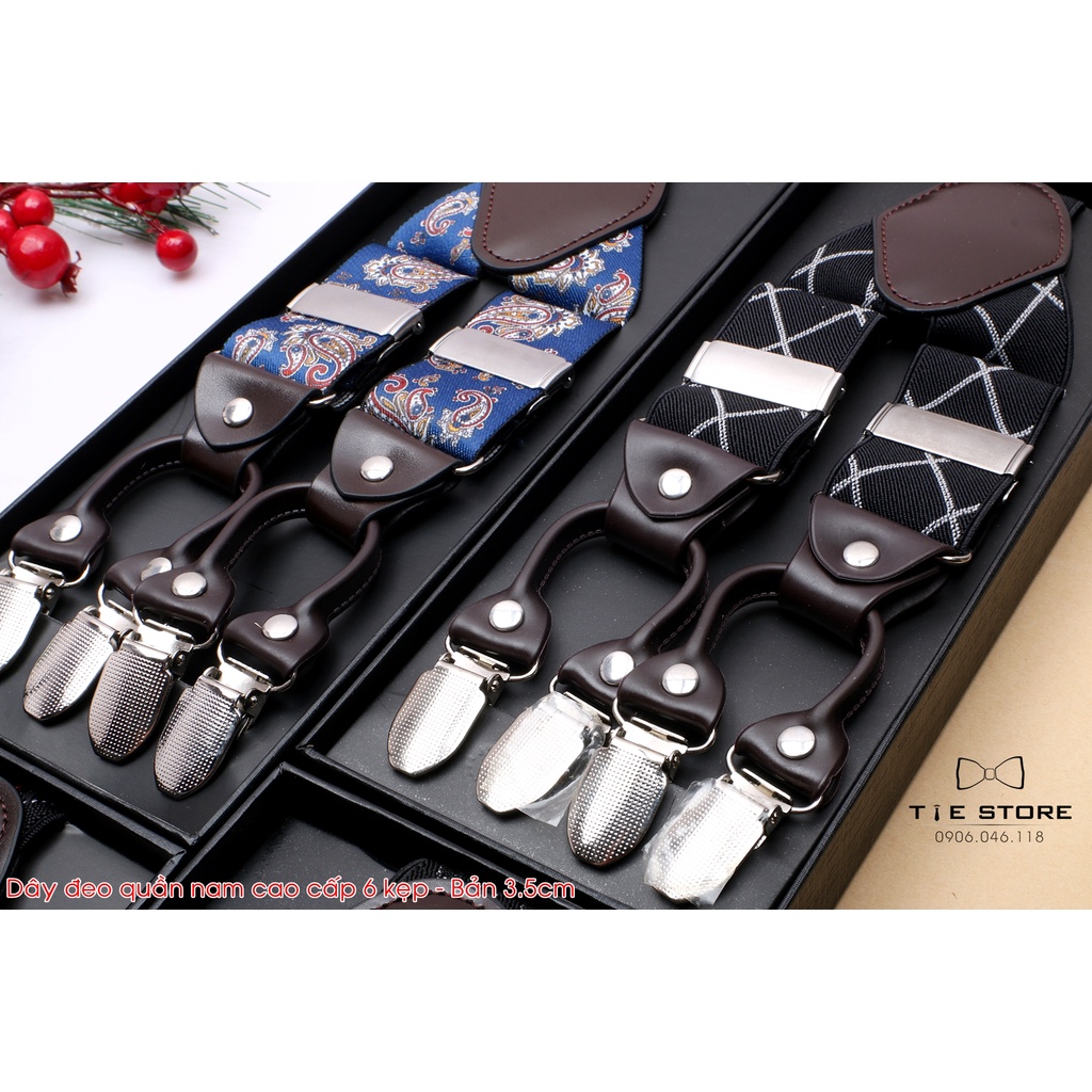 Dây đeo quần nam chữ Y 3.5cm 6 clip khóa kẹp - dây yếm quần nam cao cấp - Tien Nguyen