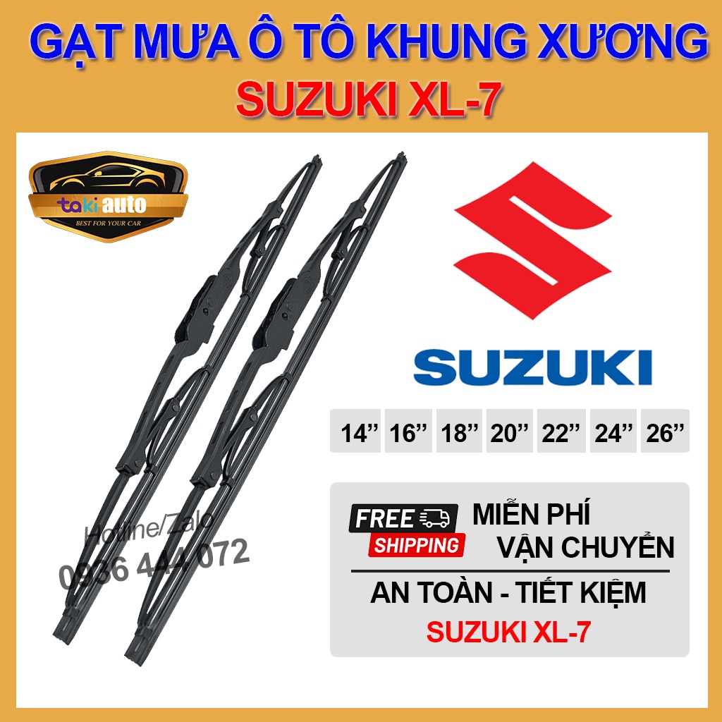 [FREESHIP] Cần gạt nước mưa trước Suzuki XL-7 thanh khung xương sắt lưỡi gạt silicon cực sạch