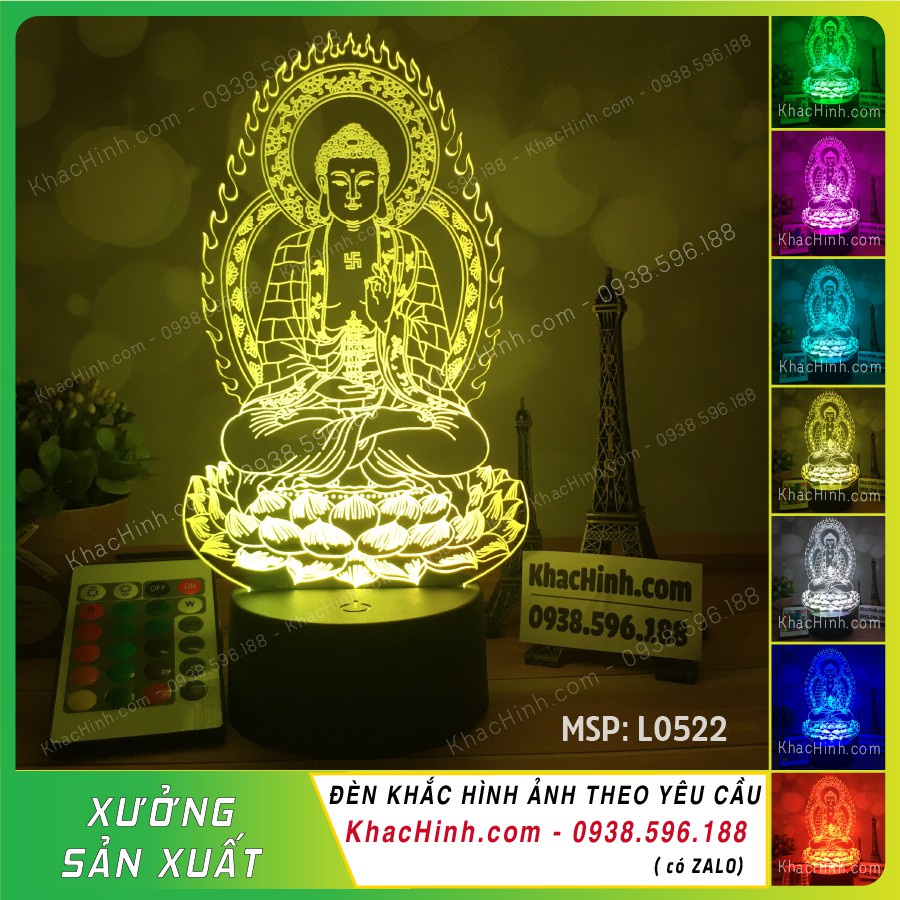 Đèn led Phật Dược Sư Như Lai, tranh điện thờ chúa, thư pháp, khắc hình theo yêu cầu, quà tặng sinh nhật