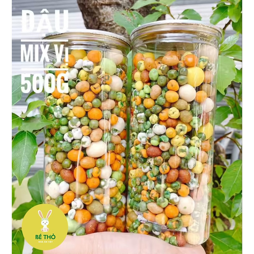 ĐẬU PHỘNG VÀ ĐẬU HÀ LAN MIX VỊ (DÂU, KHOAI MÔN, PHÔ MAI, SỮA DỪA, SẦU RIÊNG, LÁ DỨA, CÀ PHÊ,...) 500GR