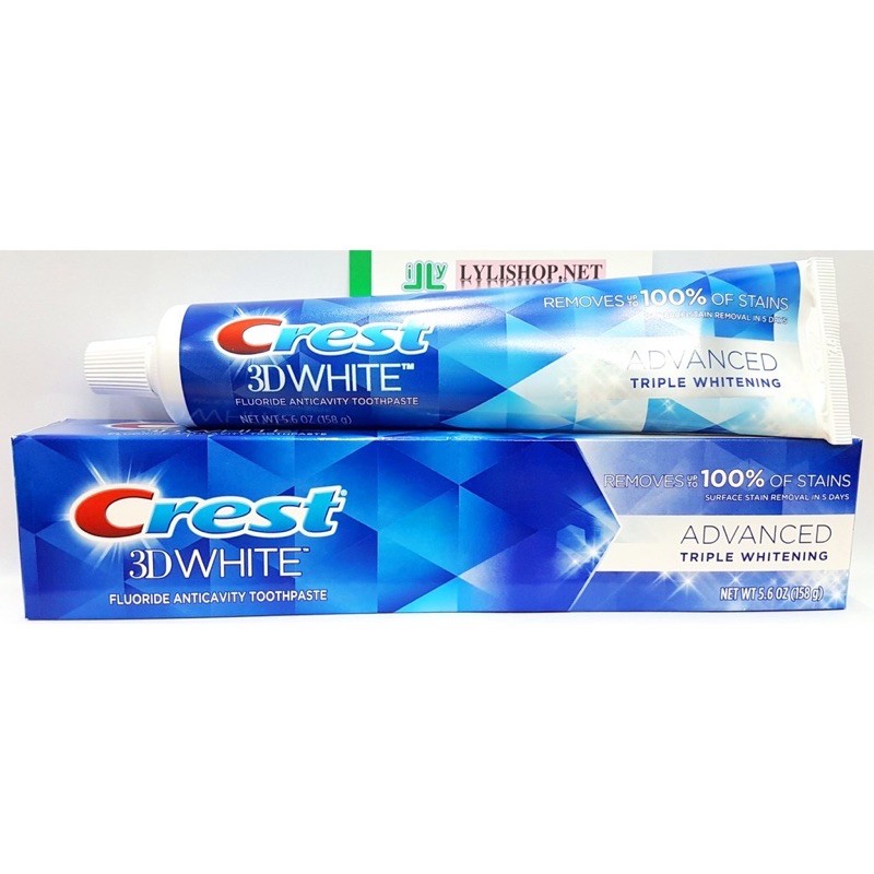 1 Kem Đánh Răng Crest 3D White Advanced Triple Whitening tuýp 147g từ Mỹ Kem đánh răng Crest 3D White