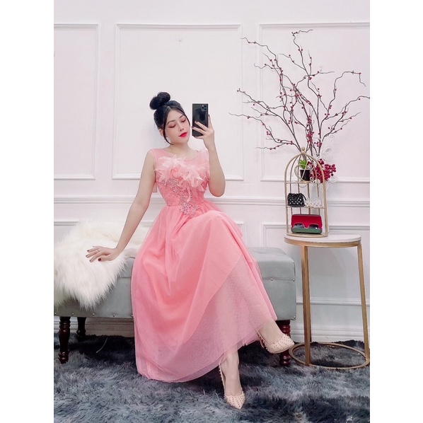 Đầm dự tiệc công chúa phối hoa nổi TRIPBLE T DRESS -size M/L (kèm ảnh/video thật) MS137Y