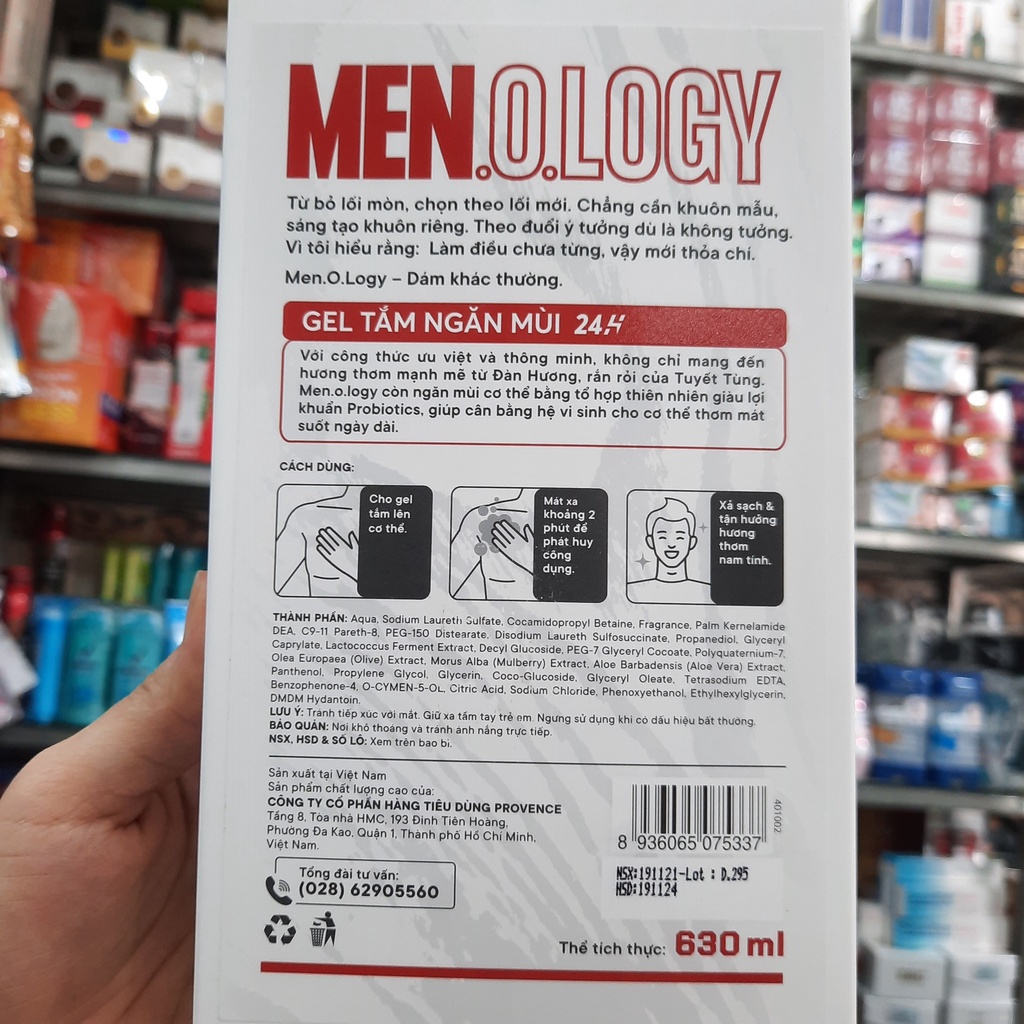 Gel Tắm MEN.O.LOGY Ngăn Mùi 24h Get Ready 630ml