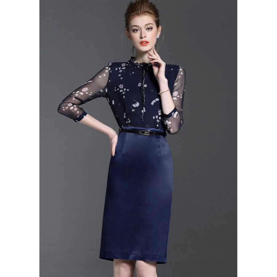 [GIÁ TỐT NHẤT] ĐẦM BODY HOA CỔ BÈO ĐÍNH CƯỜM SANG TRỌNG SC0430