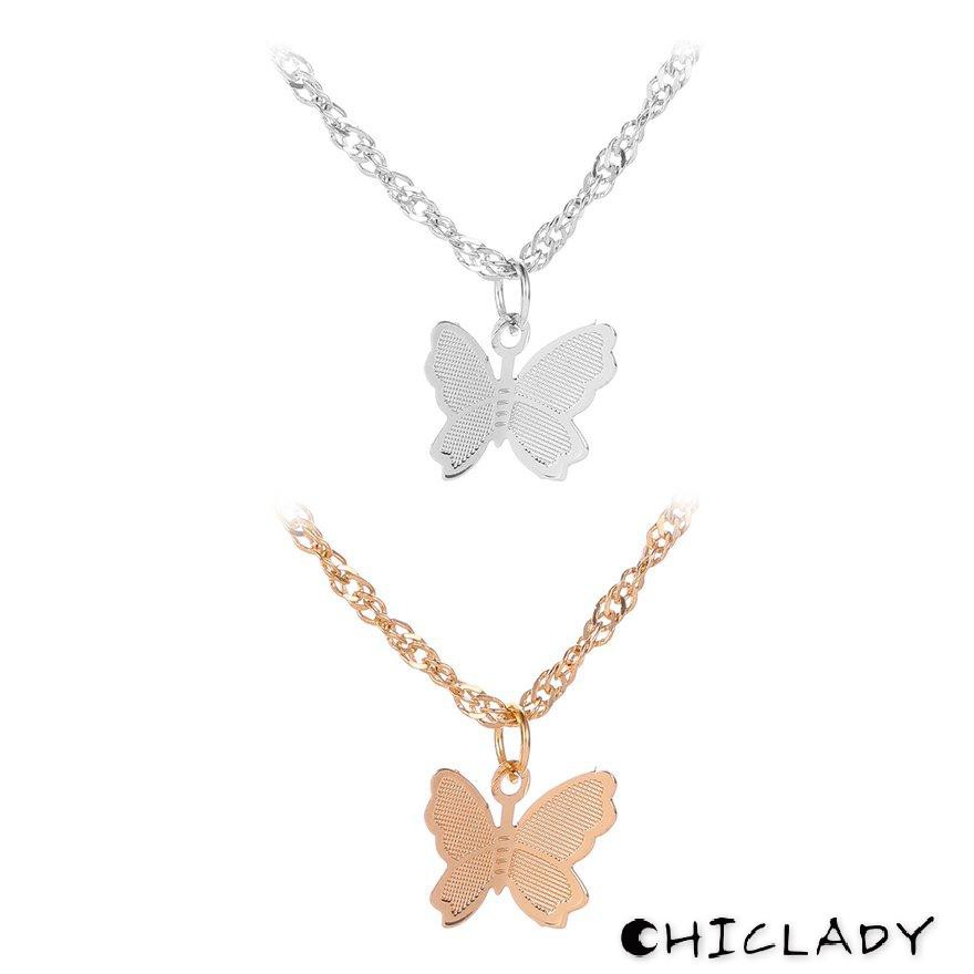 【miễn phí vận chuyển】Simple Alloy Butterfly Necklace Delicate Butterfly Clavicle Chain Personality