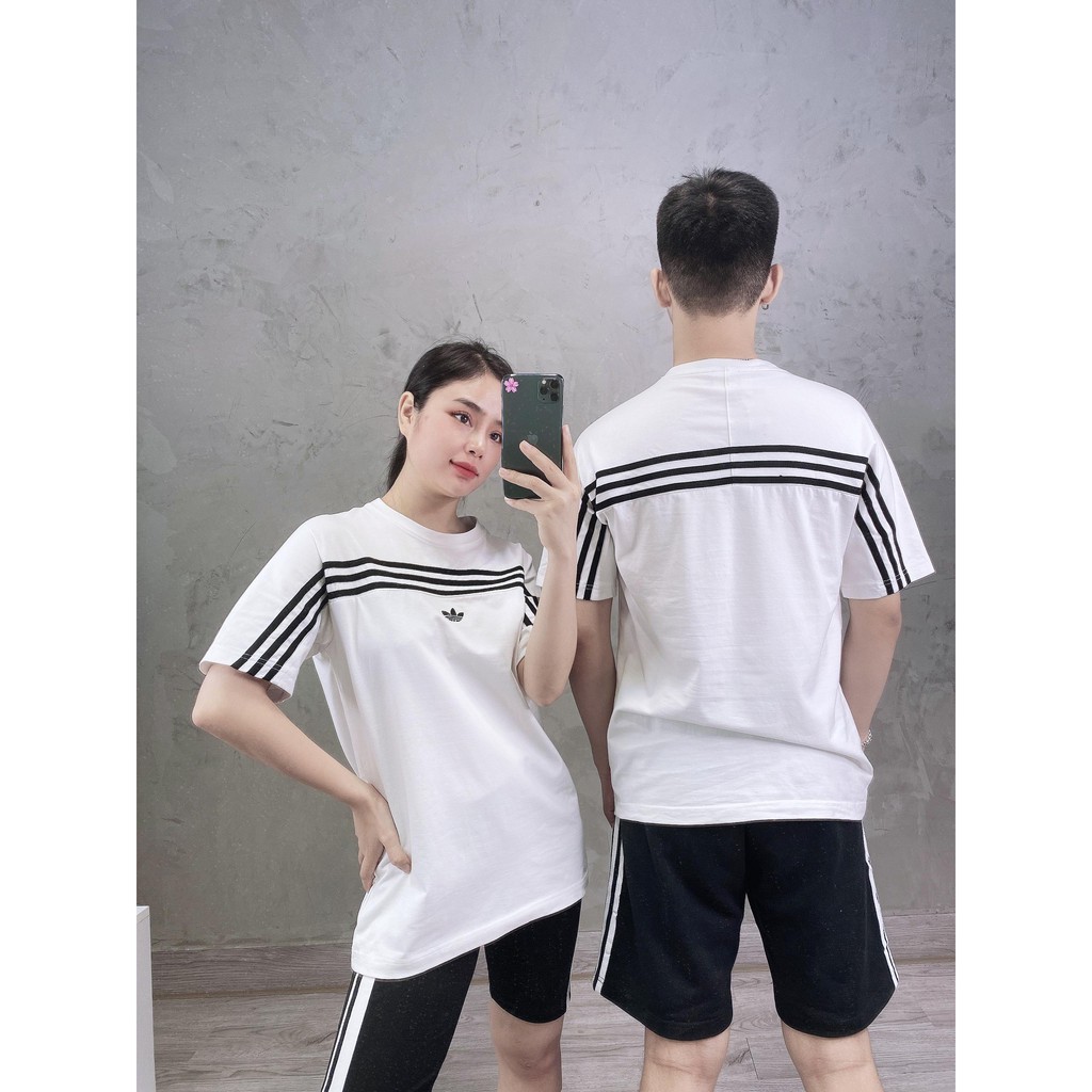 (HÀNG XUẤT XỊN) Áo thun das trắng 3 sọc ngang 1531 3-STRIPES HORIZONTAL TEE Made in Cambodia full tag code Size XS S M L