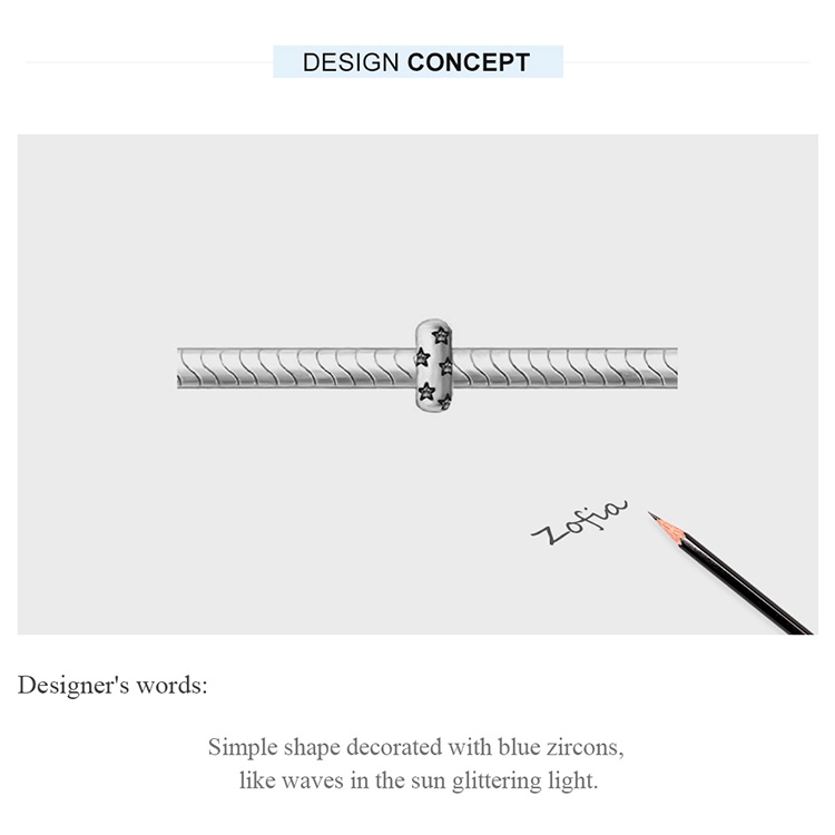 Hạt xỏ trang sức BAMOER BSC253 bạc 925 trang trí sao biển đính đá xanh dương làm vòng đeo tay