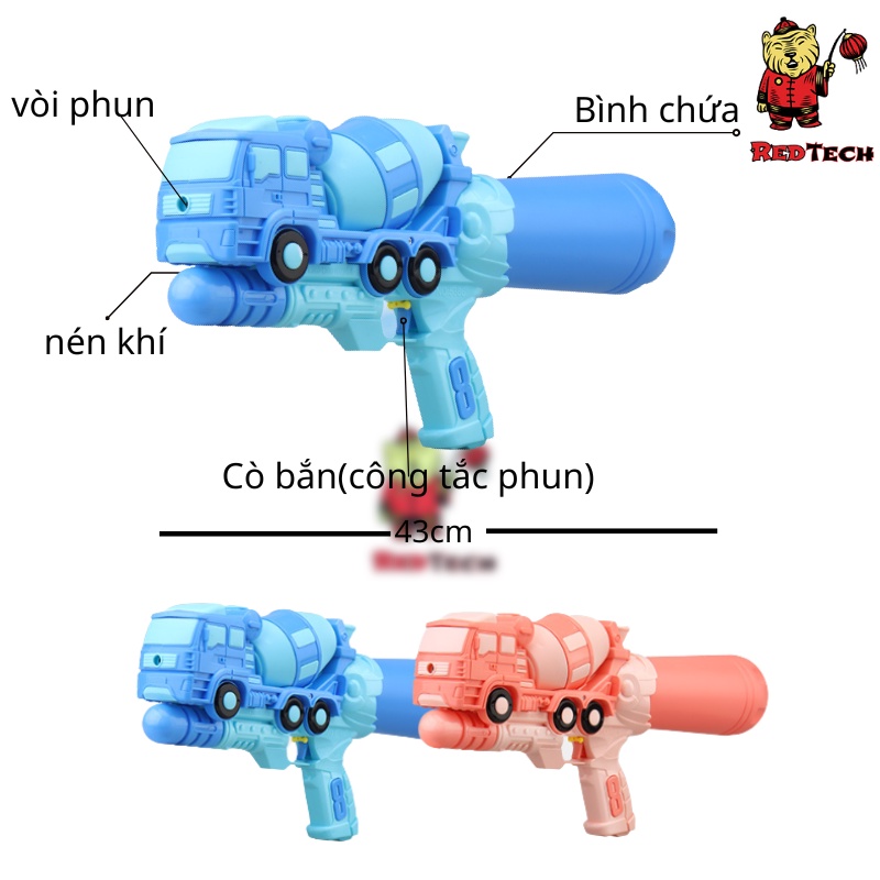 Súng bắn nước áp lực cỡ lớn hình xe bồn 750ml