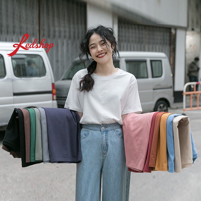 Áo Thun Nữ Tay Ngắn Cổ Tròn Vải Cotton Cao Cấp, Áo Phông Nữ Đẹp Cao Cấp Nhiều Màu BAZIX29005 Redshop Official Store