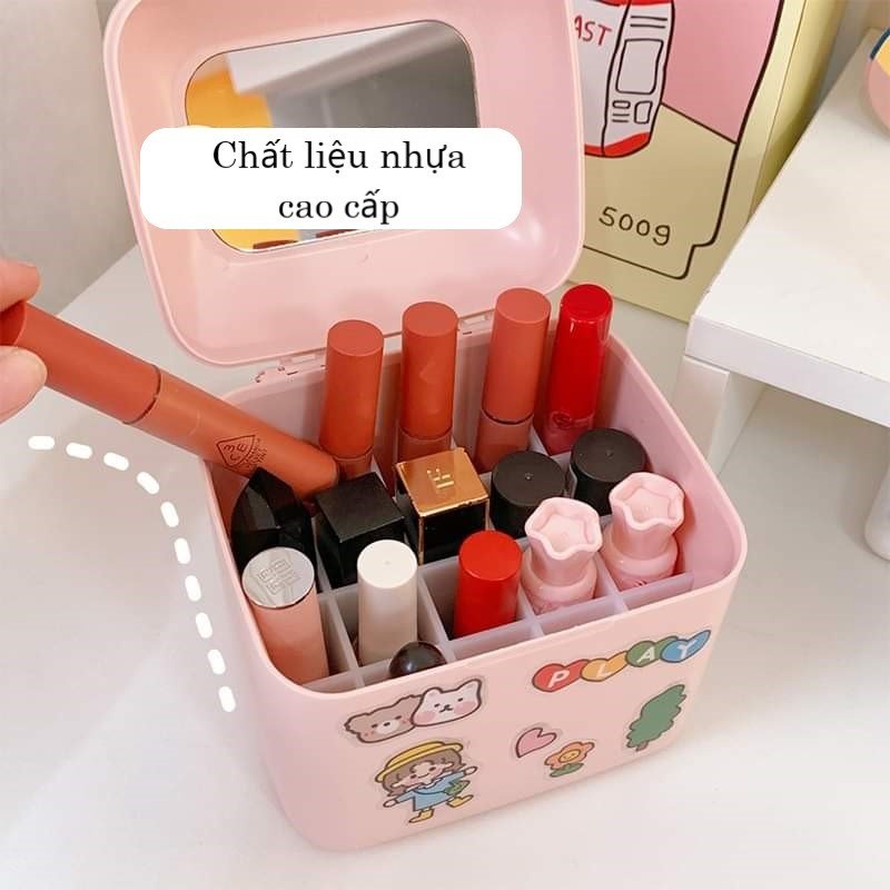 Hộp Đựng Đồ Phụ Kiện Son Mỹ Phẩm Có Nắp Có Gương Trang Sức VP59
